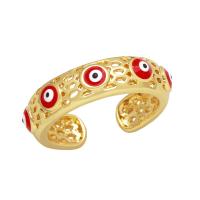 Evil Eye Jewelry Finger Ring, Brass, Vacuum Ion Plating, fashion jewelry & enamel 6mm, Inner Approx 17mm 