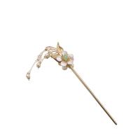 Freshwater Pearl Hair Stick, with Brass, 18K gold plated, fashion jewelry & for woman, 180mm 