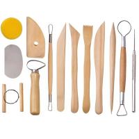 Wood Pottery Tools, with Sponge & Zinc Alloy, 13 pieces & durable [