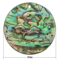 Кулон с абалоном  , Раковина морское ушко, Плоская круглая форма, натуральный отверстие:Приблизительно 2mm, продается PC