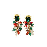 Crystal Drop Earring, Zinc Alloy, with Crystal, Vacuum Ion Plating, fashion jewelry & with rhinestone, multi-colored 