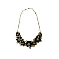 Crystal Zinc Alloy Necklace, with Crystal, with 6cm extender chain, Flower, Vacuum Ion Plating, fashion jewelry, black cm [