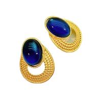 Glass Zinc Alloy Earring, with Glass Beads, Vacuum Ion Plating, fashion jewelry 