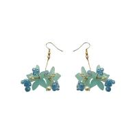 Crystal Drop Earring, Brass, with Crystal & Acrylic, plated, fashion jewelry, blue 