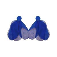 Modische und Kreative Schmuck Ohrring, Zinklegierung, mit Stoff, plattiert, Modeschmuck, blau, 100x170mm, verkauft von Paar