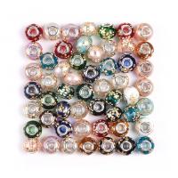 Floral Glass Beads, printing, fashion jewelry & for woman, Random Color 