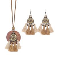 Enamel Zinc Alloy Jewelry Sets, Cotton Thread, earring & necklace, with Zinc Alloy, plated, fashion jewelry & for woman cm 