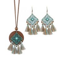 Turquoise Zinc Alloy Jewelry Sets, Cotton Thread, with turquoise & Zinc Alloy, plated, 2 pieces & fashion jewelry & for woman cm 