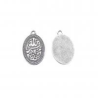 Zinc Alloy Jewelry Pendants, Flat Oval, antique silver color plated, vintage & DIY Approx 