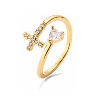 Cubic Zirconia Micro Pave Brass Finger Ring, real gold plated & micro pave cubic zirconia & for woman, US Ring .5-9 