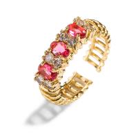 Cubic Zirconia Micro Pave Brass Finger Ring, 18K gold plated & micro pave cubic zirconia & for woman, US Ring .5-9 