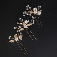 Hair Stick, Zinc Alloy, with Plastic Pearl, handmade, three pieces & fashion jewelry & for woman 100*80mm,85*50mm 