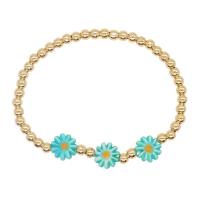 Dyed Shell Bracelet, Brass, with Shell, Flower, plated, for woman Approx 17.5 cm [