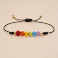 Glass Jewelry Beads Bracelets, TILA Beads, with Polyester Cord, Heart, handmade, adjustable & for woman Approx 16-28 cm 