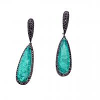 Cubic Zirconia Micro Pave Brass Earring, Teardrop, plated, fashion jewelry & micro pave cubic zirconia, green 
