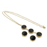 Brass Jewelry Set, Stud Earring & necklace, gold color plated, 2 pieces & fashion jewelry & for woman & enamel, two different colored .6 cm 