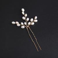 Hair Stick, Brass, with Plastic Pearl, handmade, fashion jewelry & for woman, golden 