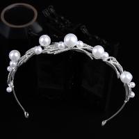 Hair Bands, Zinc Alloy, with Plastic Pearl, silver color plated, fashion jewelry & for woman & with rhinestone, silver color, 170*160*30mm,440mm 