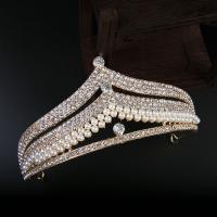 Braut Diademe, Zinklegierung, mit Kunststoff Perlen, plattiert, Modeschmuck & für Frau & mit Strass, keine, 150*65mm,330mm, verkauft von PC