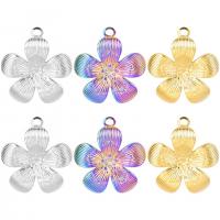 Stainless Steel Flower Pendant, 304 Stainless Steel, Vacuum Ion Plating, oval chain Approx 2mm cm 