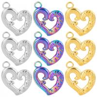 Stainless Steel Heart Pendants, 304 Stainless Steel, Vacuum Ion Plating, oval chain Approx 2mm cm [