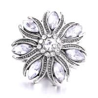 Zinc Alloy Snap Button Bracelet Clasp, Flower, platinum color plated, fashion jewelry & DIY & with rhinestone [