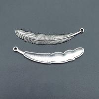 Zinc Alloy Feather Pendants, antique silver color plated, durable & Corrosion-Resistant & DIY Approx 100/PC 