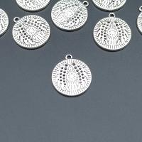 Zinc Alloy Jewelry Pendants, Round, antique silver color plated, durable & Corrosion-Resistant & DIY Approx 