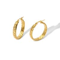 Stainless Steel Hoop Earring, 304 Stainless Steel, 18K gold plated, fashion jewelry & for woman 
