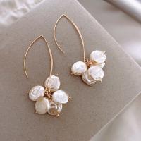 Plastic Pearl Zinc Alloy Earring, with Plastic Pearl, gold color plated, fashion jewelry & for woman, 55mm 