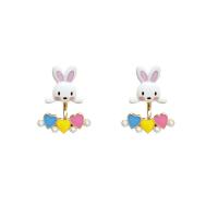 Plastic Pearl Zinc Alloy Earring, with Plastic Pearl, Rabbit, fashion jewelry & for woman 