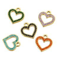 Rhinestone Stainless Steel Pendants, 304 Stainless Steel, Heart, Vacuum Ion Plating, fashion jewelry & for woman & with rhinestone 