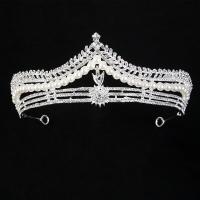 Braut Diademe, Zinklegierung, mit Kunststoff Perlen, silberfarben plattiert, Modeschmuck & für Frau & mit Strass, Silberfarbe, 330x140x60mm, verkauft von PC