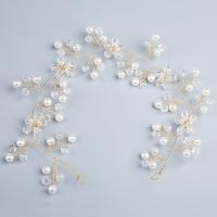Diadema  de Bisuteria, metal, con Perlas plásticas, Joyería & para mujer & con diamantes de imitación, dorado, 300x45x10mm, Vendido por UD