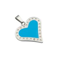 Rhinestone Stainless Steel Pendants, 304 Stainless Steel, with Acrylic, Heart, fashion jewelry & with rhinestone Approx 3.6mm [