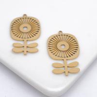 Brass Flower Pendants, polished, Corrosion-Resistant & fashion jewelry & DIY & hollow, original color 