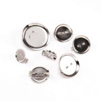 Iron Brooch Findings, Round, DIY silver color [