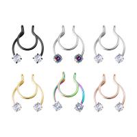 Stainless Steel Nose Piercing Jewelry, Titanium Steel, Vacuum Ion Plating, fashion jewelry & Unisex & micro pave cubic zirconia 