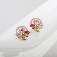 Zinc Alloy Stud Earring, plated, fashion jewelry & micro pave cubic zirconia & for woman 18mm 