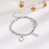 Sterling Silver Bracelets, 925 Sterling Silver, with 1.18inch extender chain, Star, handmade, Double Layer & fashion jewelry & for woman, 11.9mm Approx 6.1 Inch 