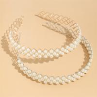 Hair Bands, Iron, with Plastic Pearl, fashion jewelry, white 