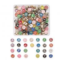 Zinc Alloy Alphabet Beads, Round, gold color plated, fashion jewelry & letters are from A to Z & DIY & enamel, mixed colors, nickel, lead & cadmium free Approx 1.5mm [