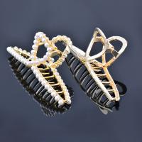 Hair Claw Clips, Zinc Alloy, with Plastic Pearl, gold color plated, fashion jewelry & for woman 110mm [