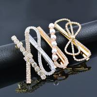 Hair Slide, Zinc Alloy, with Plastic Pearl, plated, fashion jewelry & for woman & with rhinestone 