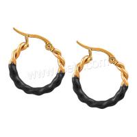 Stainless Steel Hoop Earring, 316L Stainless Steel, Donut, Vacuum Ion Plating, fashion jewelry & for woman & enamel 21mm 