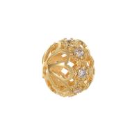Cubic Zirconia Micro Pave Brass Beads, gold color plated & DIY & micro pave cubic zirconia, golden 