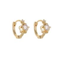 Cubic Zirconia Micro Pave Brass Earring, gold color plated & micro pave cubic zirconia & for woman, golden 