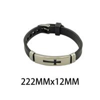 Bracelet en acier inoxydable Silicone, Acier inoxydable 304, avec silicone, bijoux de mode & unisexe, noire Environ 22.2 cm, Vendu par PC[