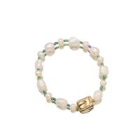Crystal Pearl Bracelets, Freshwater Pearl, with Crystal & Brass, 18K gold plated, fashion jewelry & for woman Approx 6.7 Inch 