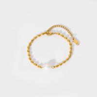 Cultured Freshwater Pearl Brass Bracelet, 304 Stainless Steel, with Freshwater Pearl, with 2inch extender chain, real gold plated, fashion jewelry & for woman Approx 6.7 Inch [